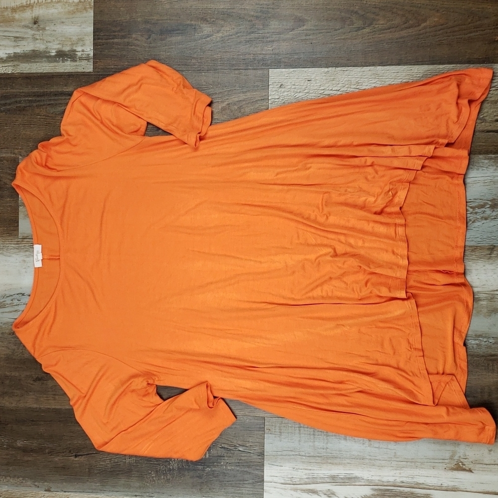 Fanfare Orange Quarter Sleeve High Low Swing Tunic Top Size Large